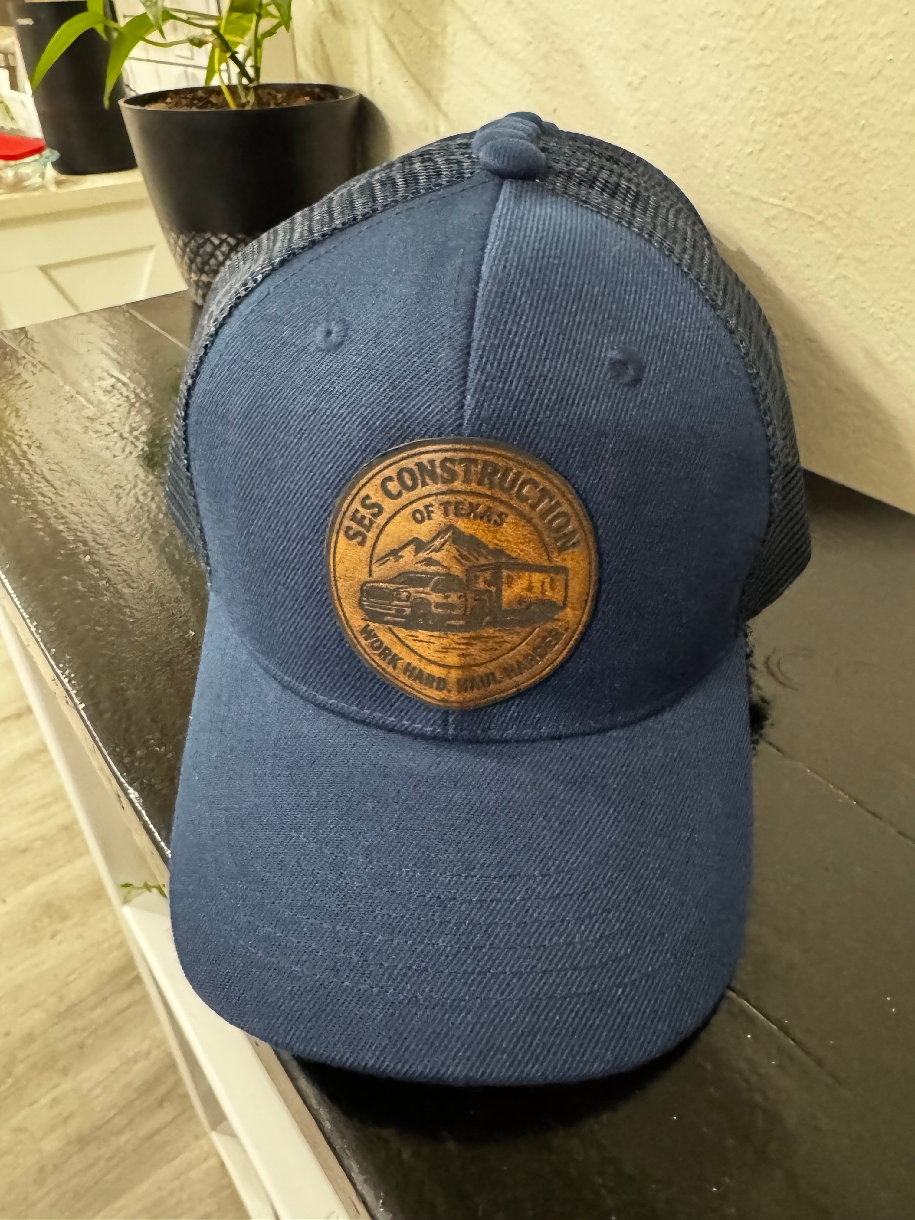 Navy Blue snap back trucker hat.